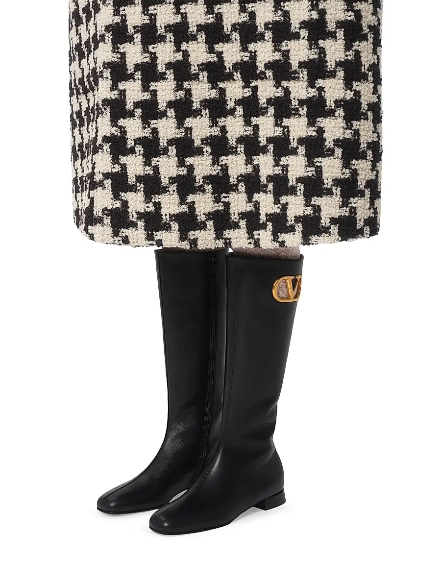 Valentino Garavani Women's VLogo Signature Kidskin 20MM Boots - Black | Thumbnail 8