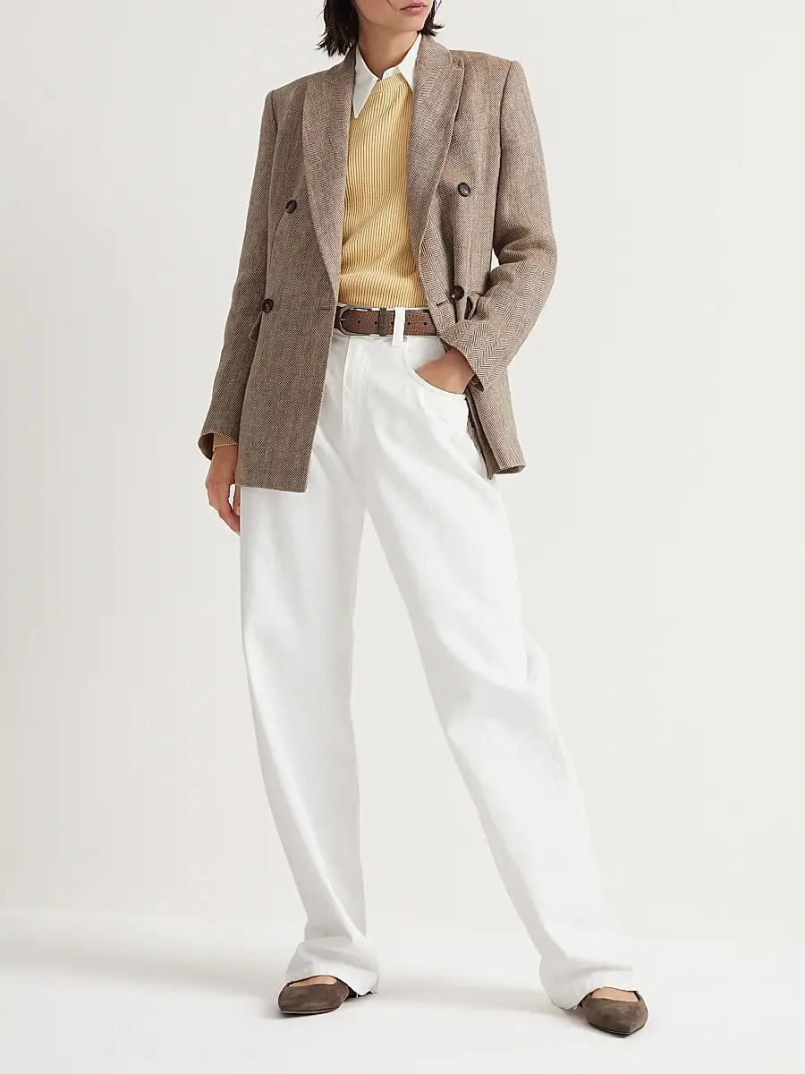 Brunello Cucinelli Women's Cotton English Rib Sweater with Monili - Sun | Thumbnail 6 Brunello Cucinelli Women's Cotton English Rib Sweater with Monili - Sun | Thumbnail 6