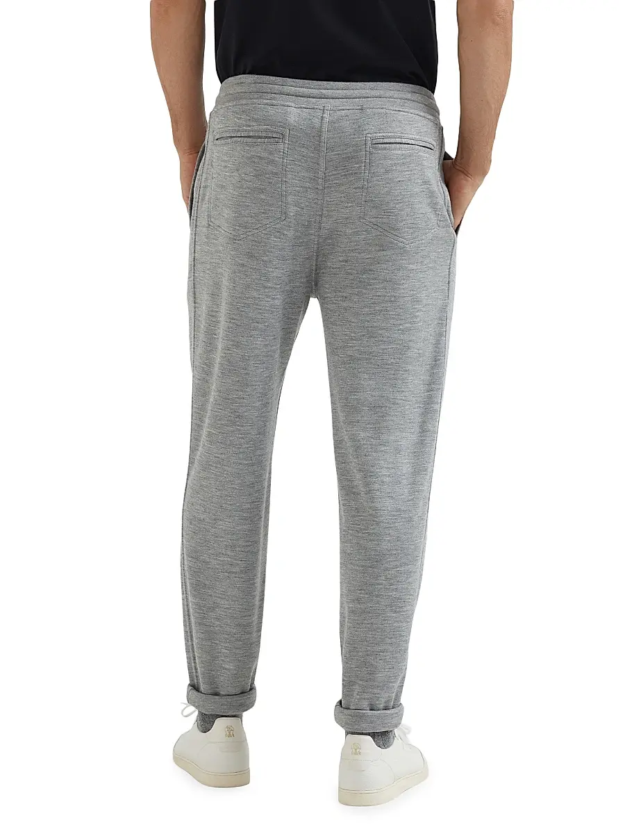 Brunello Cucinelli Men's Cashmere and Silk French Terry Trousers | Thumbnail 3 Brunello Cucinelli Men's Cashmere and Silk French Terry Trousers | Thumbnail 3