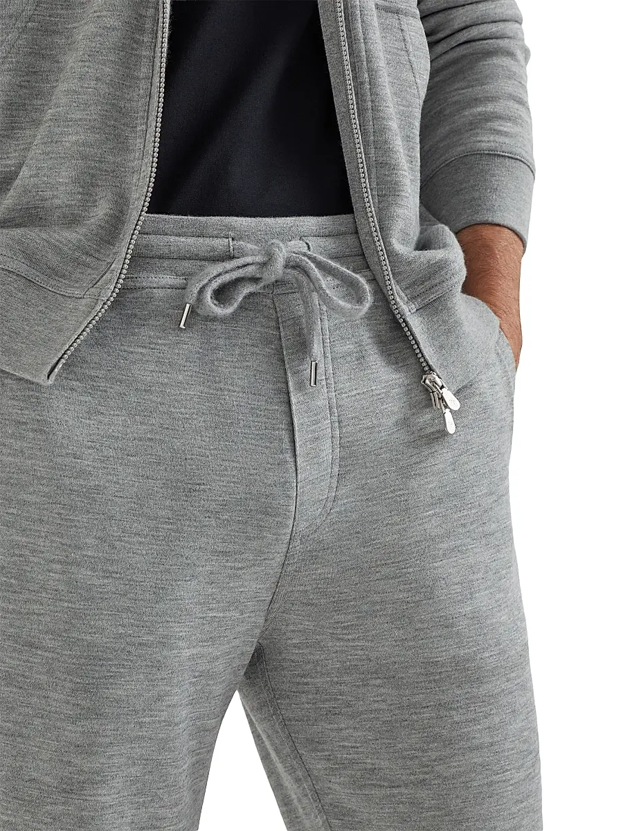 Brunello Cucinelli Men's Cashmere and Silk French Terry Trousers | Thumbnail 4 Brunello Cucinelli Men's Cashmere and Silk French Terry Trousers | Thumbnail 4