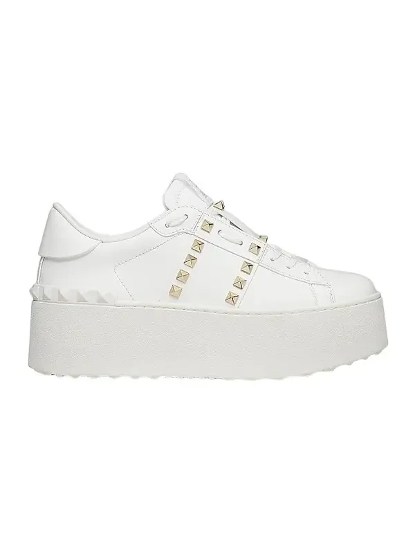 Women's Flatform Rockstud Untitled Sneakers in Calfskin - White Women's Flatform Rockstud Untitled Sneakers in Calfskin - White