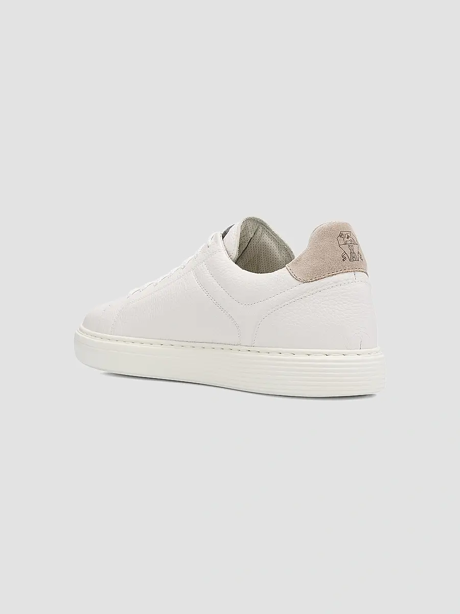 Brunello Cucinelli Men's Grain Leather Low-Top Sneakers | Thumbnail 4