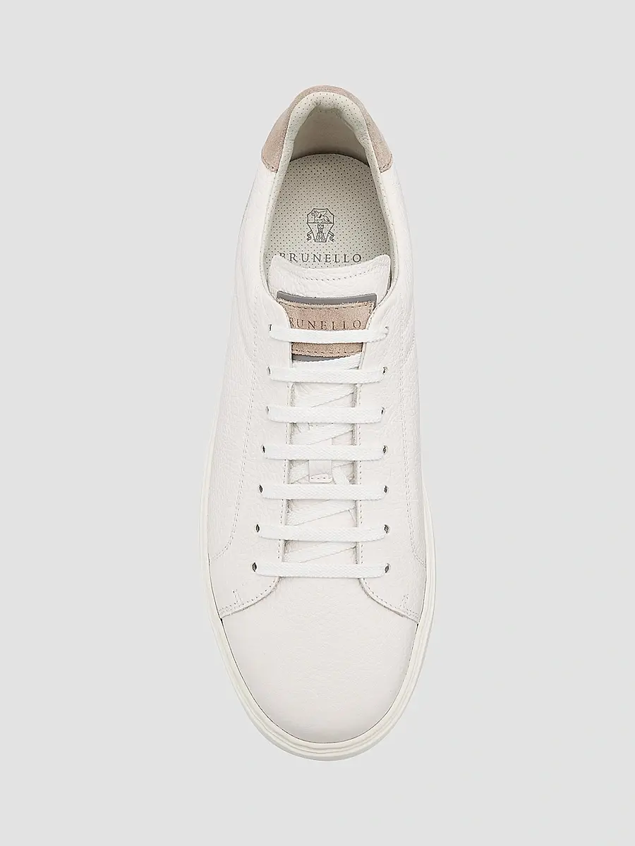 Brunello Cucinelli Men's Grain Leather Low-Top Sneakers | Thumbnail 5