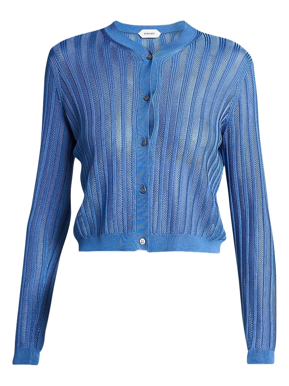Women's La Vacanza Mesh Rib-Knit Cardigan