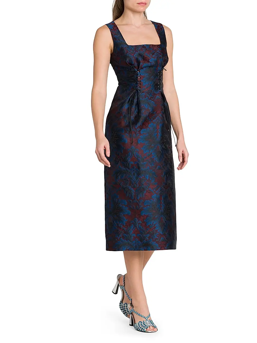 Etro Women's Jacquard Square Neck Midi-Dress | Thumbnail 2 Etro Women's Jacquard Square Neck Midi-Dress | Thumbnail 2