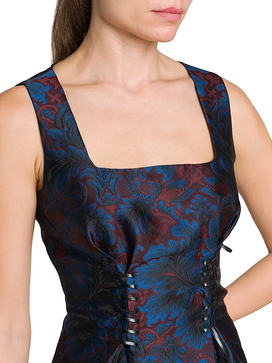 Etro Women's Jacquard Square Neck Midi-Dress | Thumbnail 6 Etro Women's Jacquard Square Neck Midi-Dress | Thumbnail 6