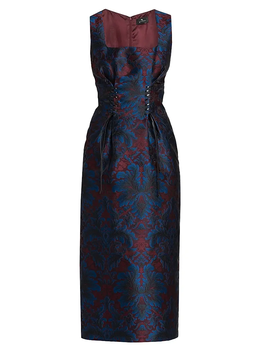 Etro Women's Jacquard Square Neck Midi-Dress