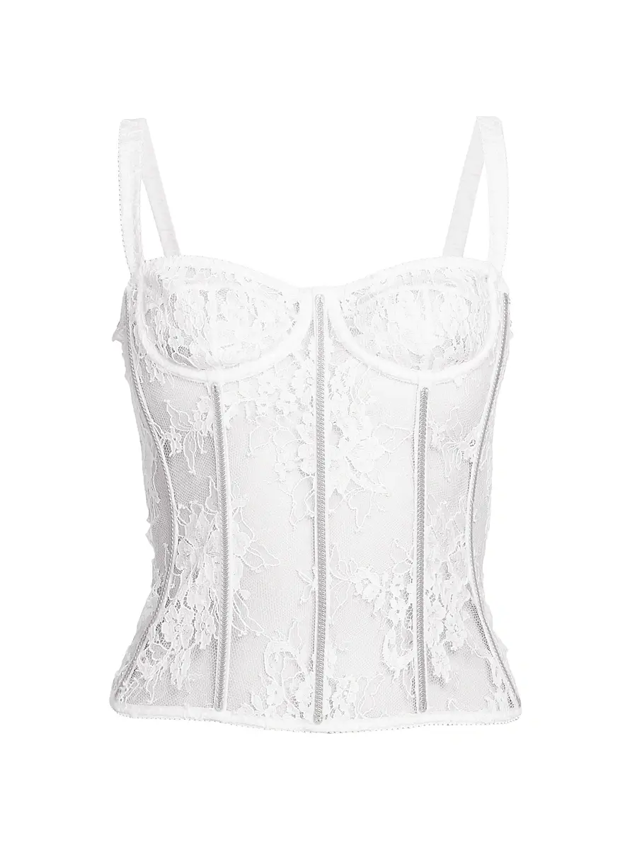 Dolce & Gabbana Women's Lace Underwire Bustier - Bianco Ottico | Image 1 Dolce & Gabbana Women's Lace Underwire Bustier - Bianco Ottico | Image 1