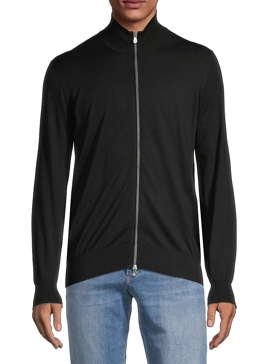 Brunello Cucinelli Men's Cotton Zip Jacket | Thumbnail 2 Brunello Cucinelli Men's Cotton Zip Jacket | Thumbnail 2