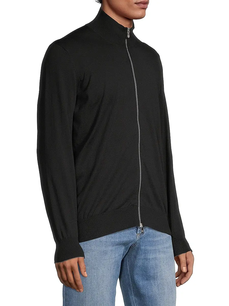 Brunello Cucinelli Men's Cotton Zip Jacket | Thumbnail 3 Brunello Cucinelli Men's Cotton Zip Jacket | Thumbnail 3