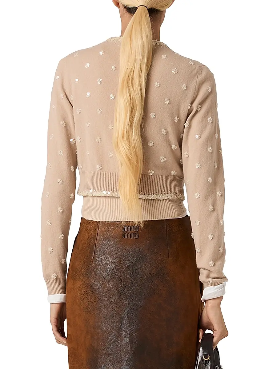 Miu Miu Women's Embroidered Cashmere Cardigan | Thumbnail 3 Miu Miu Women's Embroidered Cashmere Cardigan | Thumbnail 3