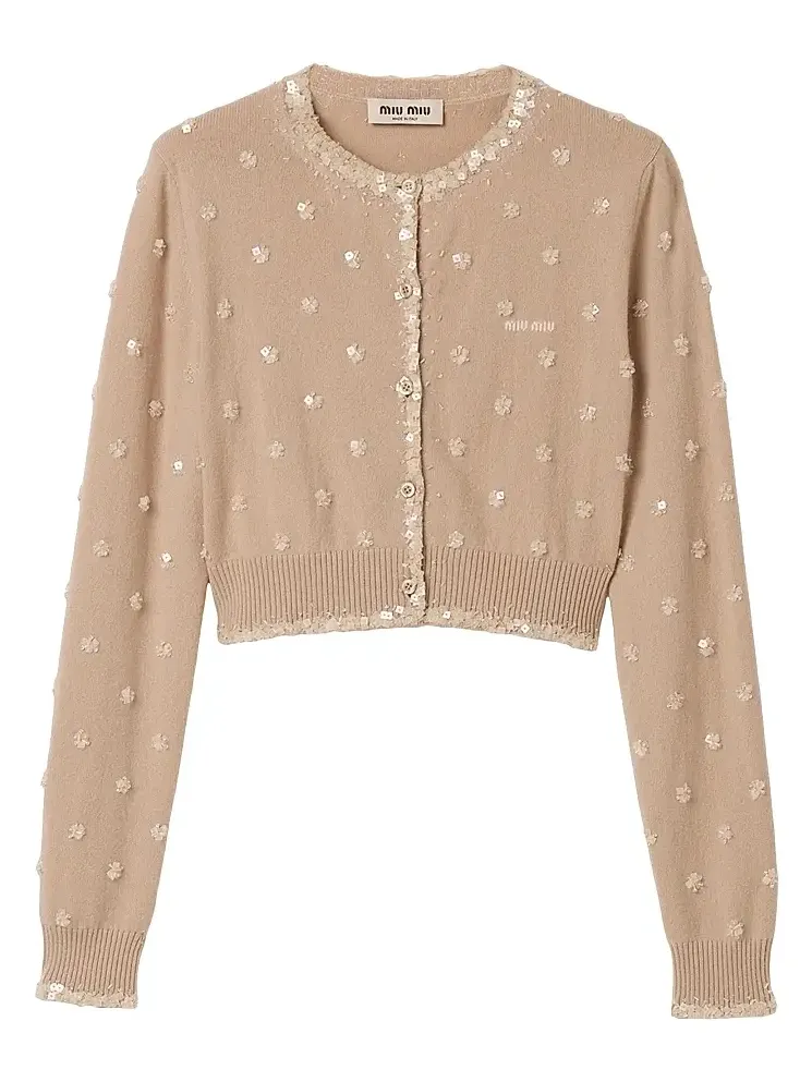 Miu Miu Women's Embroidered Cashmere Cardigan