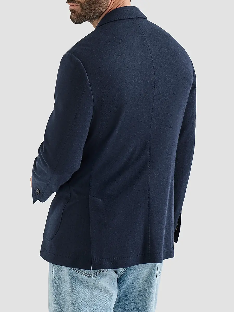 Brunello Cucinelli Men's Cashmere Jersey Blazer with Patch Pockets - Cobalt | Thumbnail 4 Brunello Cucinelli Men's Cashmere Jersey Blazer with Patch Pockets - Cobalt | Thumbnail 4