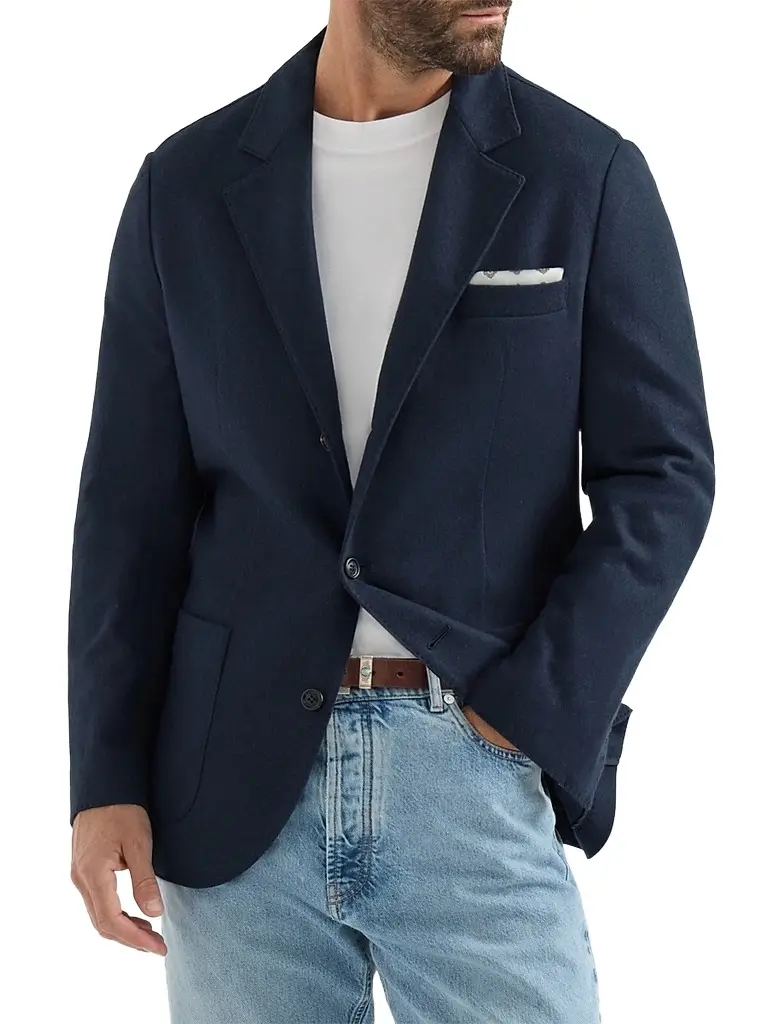 Brunello Cucinelli Men's Cashmere Jersey Blazer with Patch Pockets - Cobalt | Image 1 Brunello Cucinelli Men's Cashmere Jersey Blazer with Patch Pockets - Cobalt | Image 1