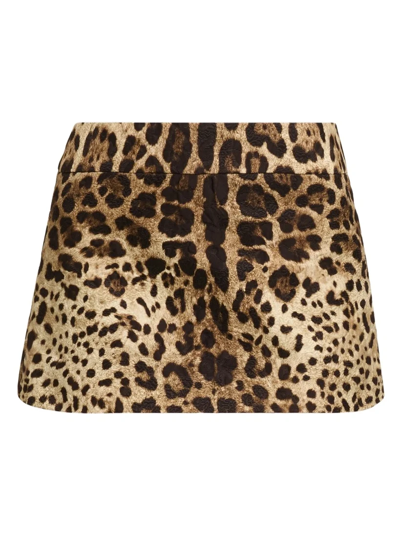 Dolce & Gabbana Women's Leopard-Print Cotton-Blend Mini Skirt