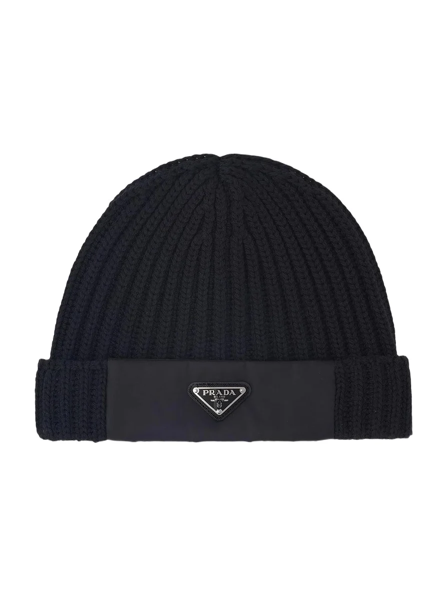 Prada Men's Wool and Re-Nylon Beanie - Black