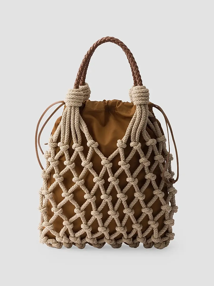 Prada Women's Noué Medium Cotton Macramé Shoulder Bag | Thumbnail 3 Prada Women's Noué Medium Cotton Macramé Shoulder Bag | Thumbnail 3