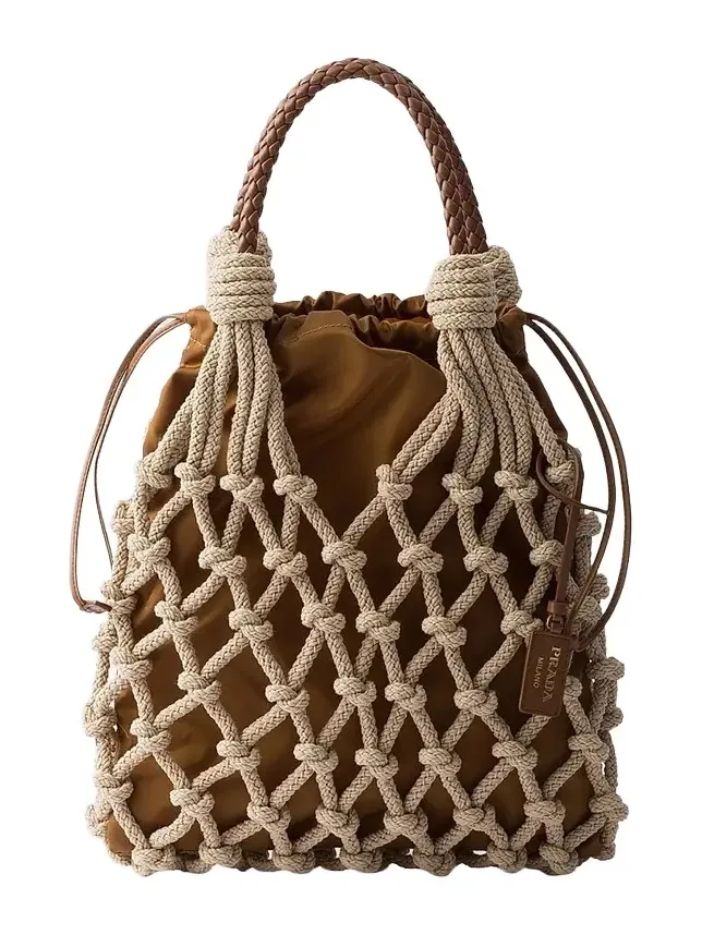 Prada Women's Noué Medium Cotton Macramé Shoulder Bag