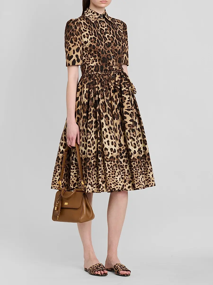 Dolce & Gabbana Women's Leopard Print Cotton Poplin Midi Shirtdress | Thumbnail 2 Dolce & Gabbana Women's Leopard Print Cotton Poplin Midi Shirtdress | Thumbnail 2