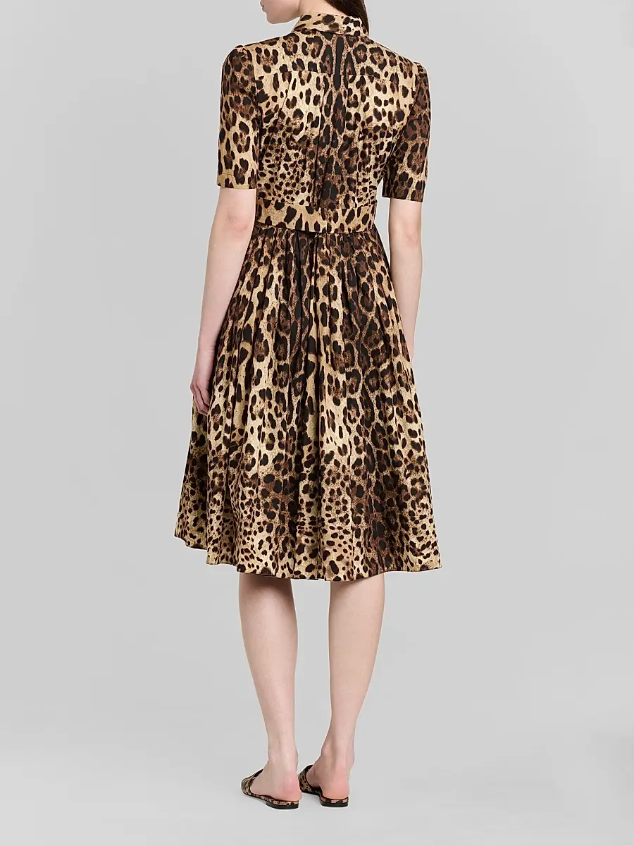 Dolce & Gabbana Women's Leopard Print Cotton Poplin Midi Shirtdress | Thumbnail 3 Dolce & Gabbana Women's Leopard Print Cotton Poplin Midi Shirtdress | Thumbnail 3