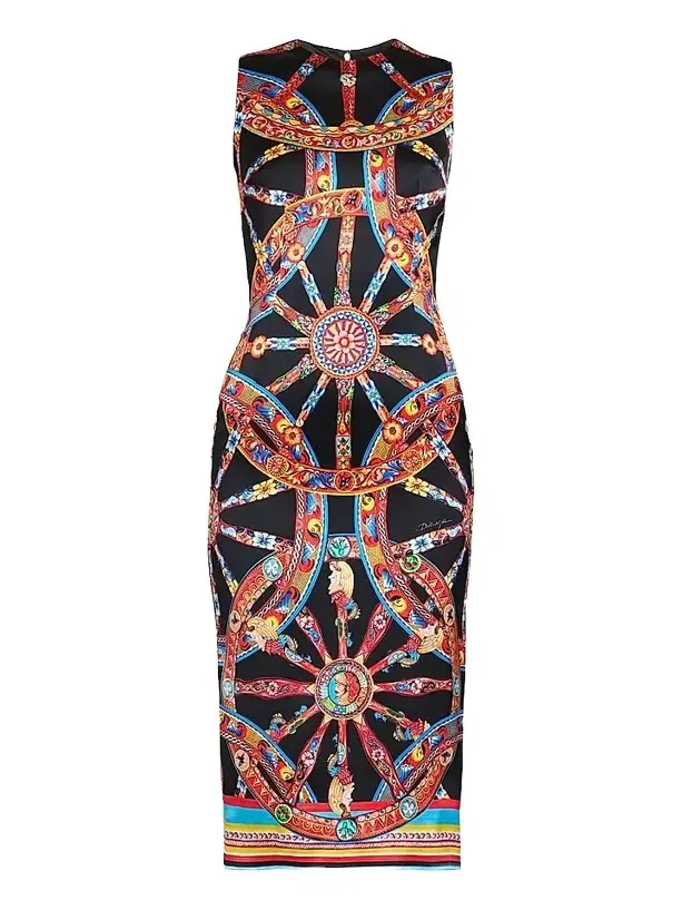 Dolce & Gabbana Women's Printed Satin Sheath Midi Dress