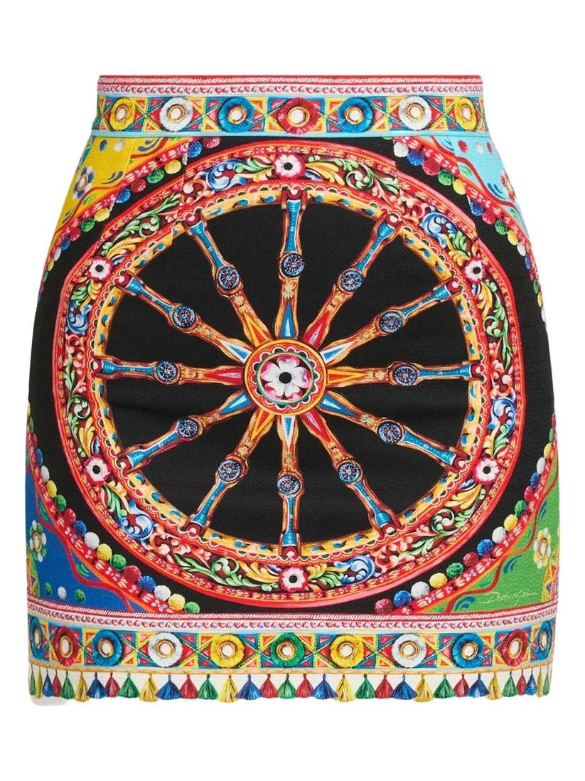 Dolce & Gabbana Women's Printed Stretch Cotton Mini Skirt