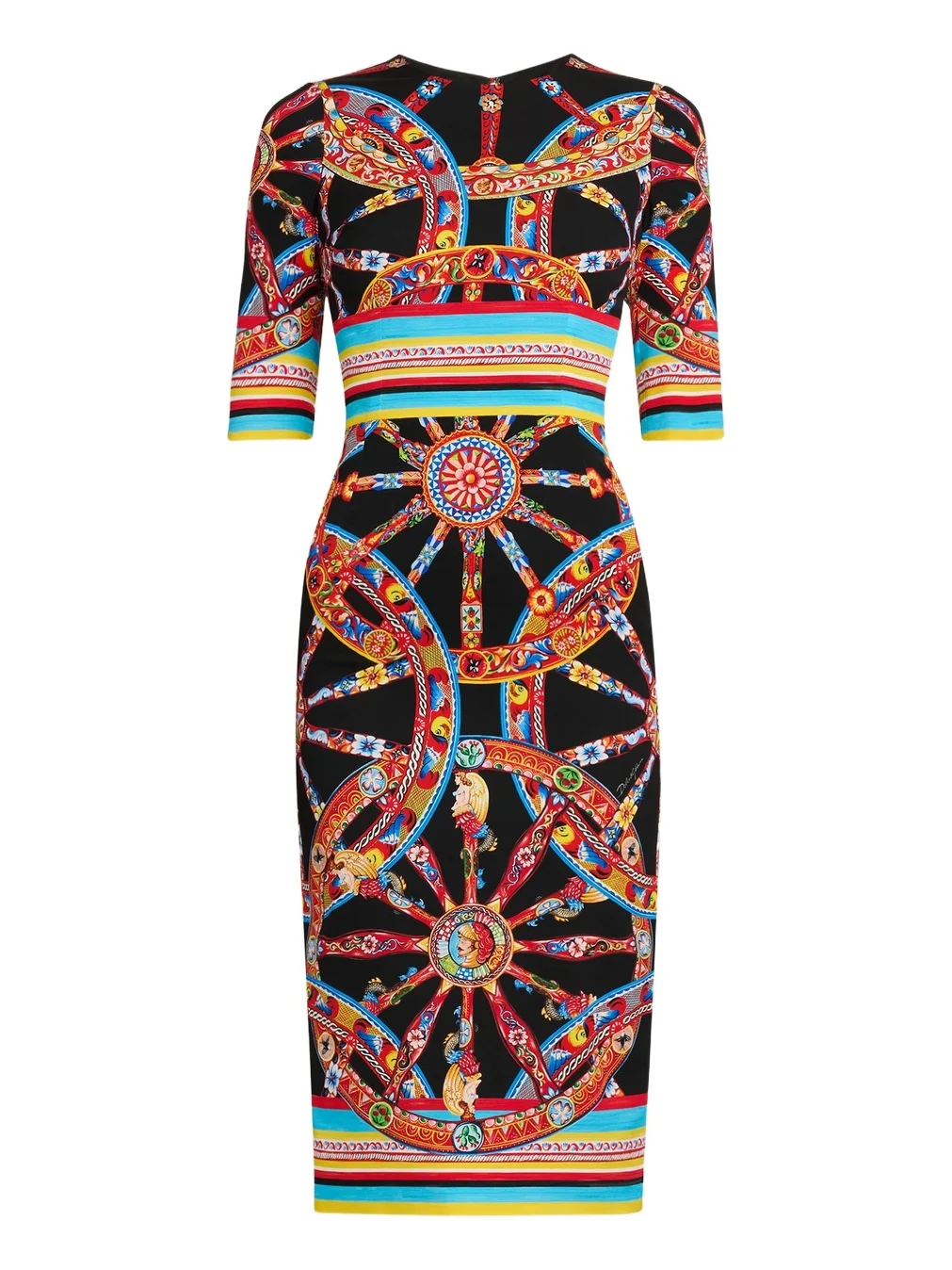 Women's Printed Stretch Silk Midi Dress