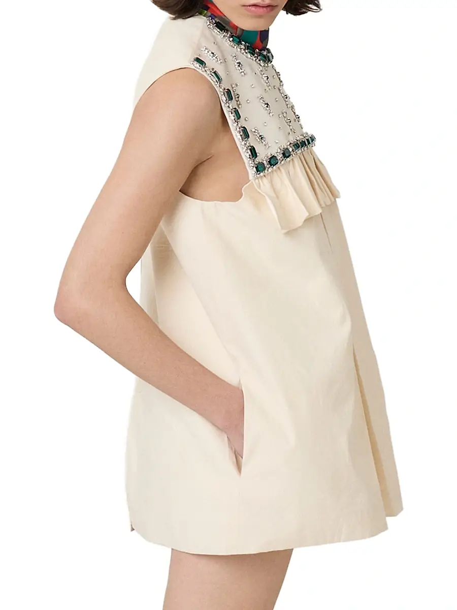 Miu Miu Women's Embroidered Canvas Mini-Dress | Thumbnail 4