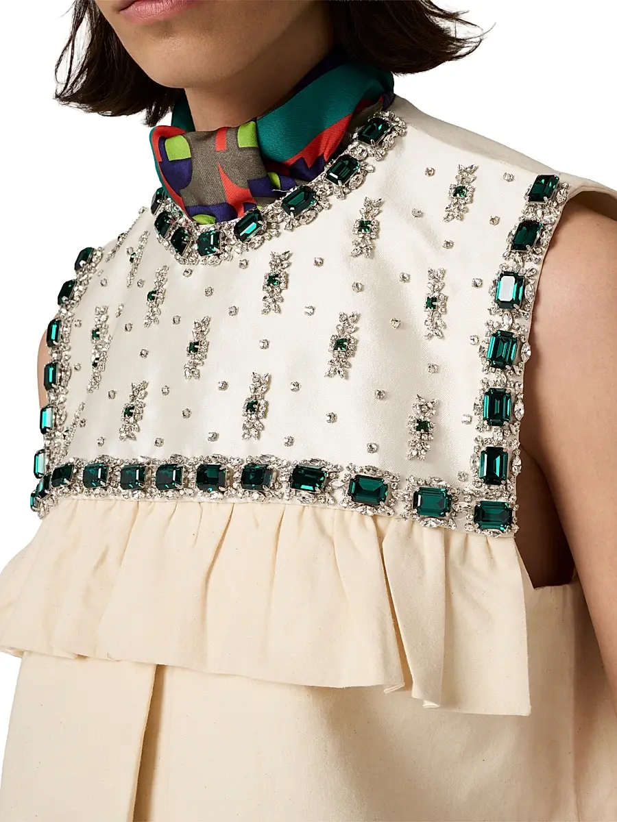 Miu Miu Women's Embroidered Canvas Mini-Dress | Thumbnail 5