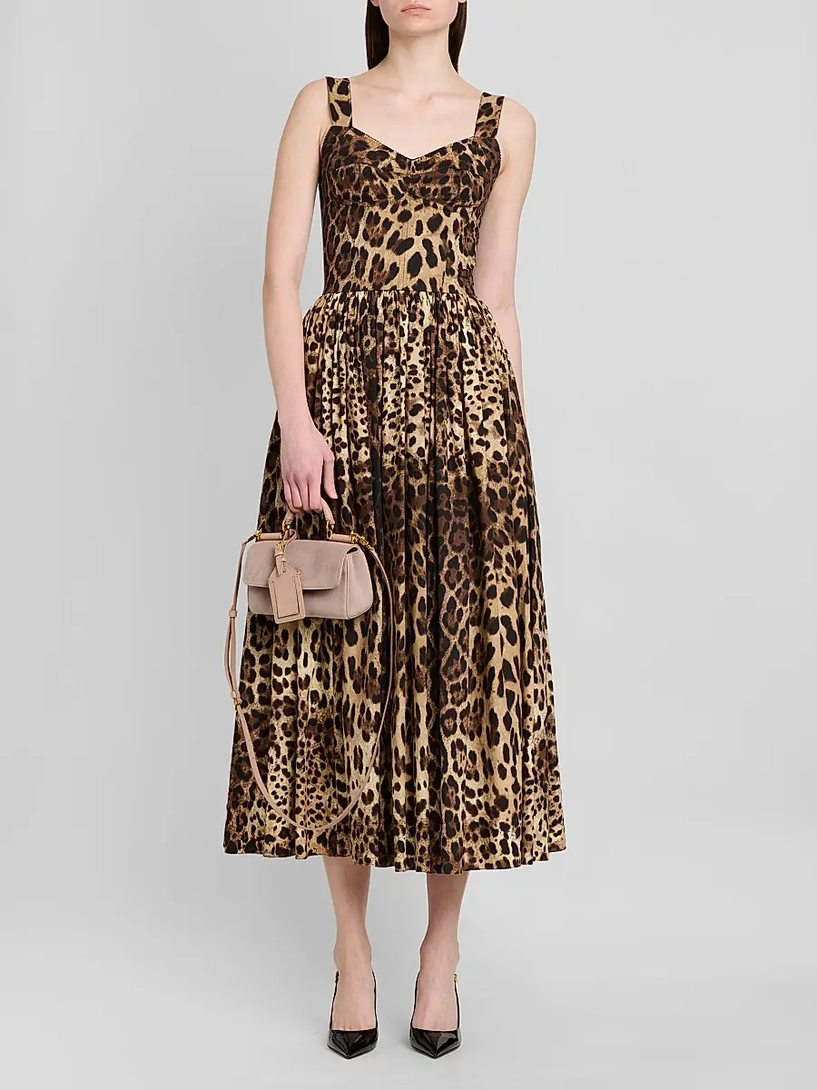 Dolce & Gabbana Women's Leopard-Print Cotton Midi Dress | Thumbnail 2 Dolce & Gabbana Women's Leopard-Print Cotton Midi Dress | Thumbnail 2