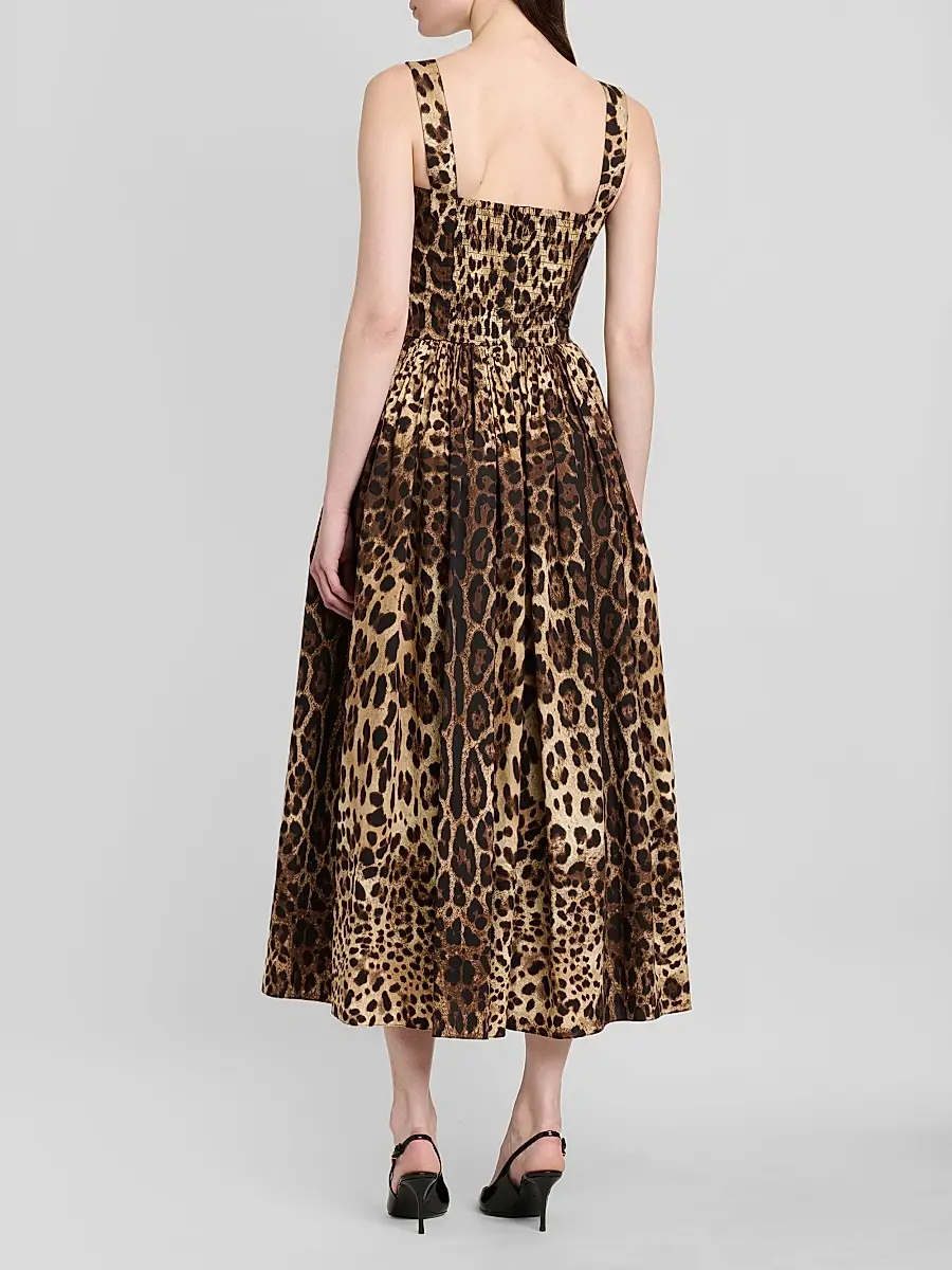 Dolce & Gabbana Women's Leopard-Print Cotton Midi Dress | Thumbnail 3 Dolce & Gabbana Women's Leopard-Print Cotton Midi Dress | Thumbnail 3