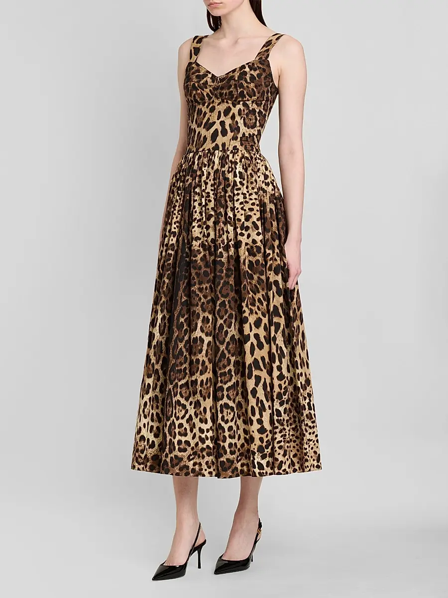 Dolce & Gabbana Women's Leopard-Print Cotton Midi Dress | Thumbnail 4 Dolce & Gabbana Women's Leopard-Print Cotton Midi Dress | Thumbnail 4