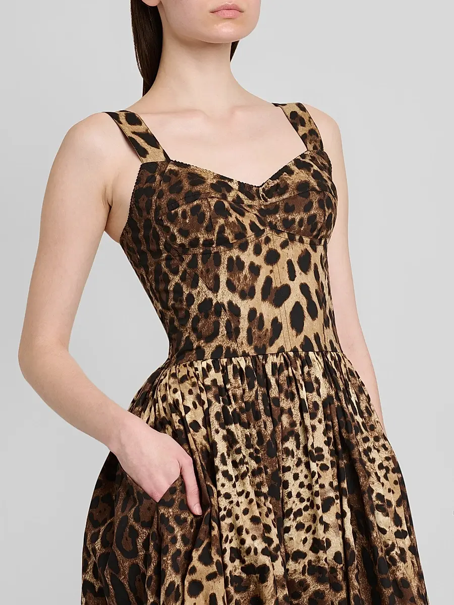Dolce & Gabbana Women's Leopard-Print Cotton Midi Dress | Thumbnail 5 Dolce & Gabbana Women's Leopard-Print Cotton Midi Dress | Thumbnail 5
