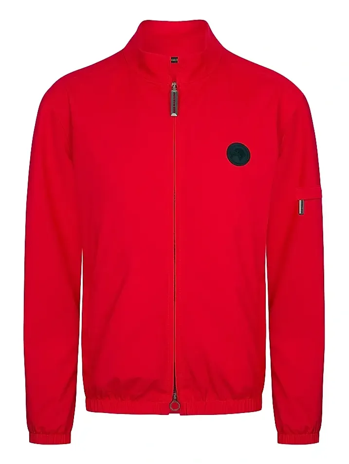 Stefano Ricci Men's Windbreaker Jacket with Zip Closure - Traffic Red