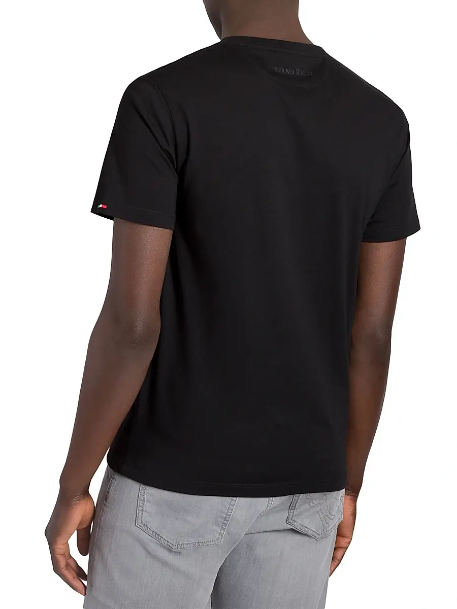Stefano Ricci Men's Crewneck T-Shirt - Black | Thumbnail 3 Stefano Ricci Men's Crewneck T-Shirt - Black | Thumbnail 3