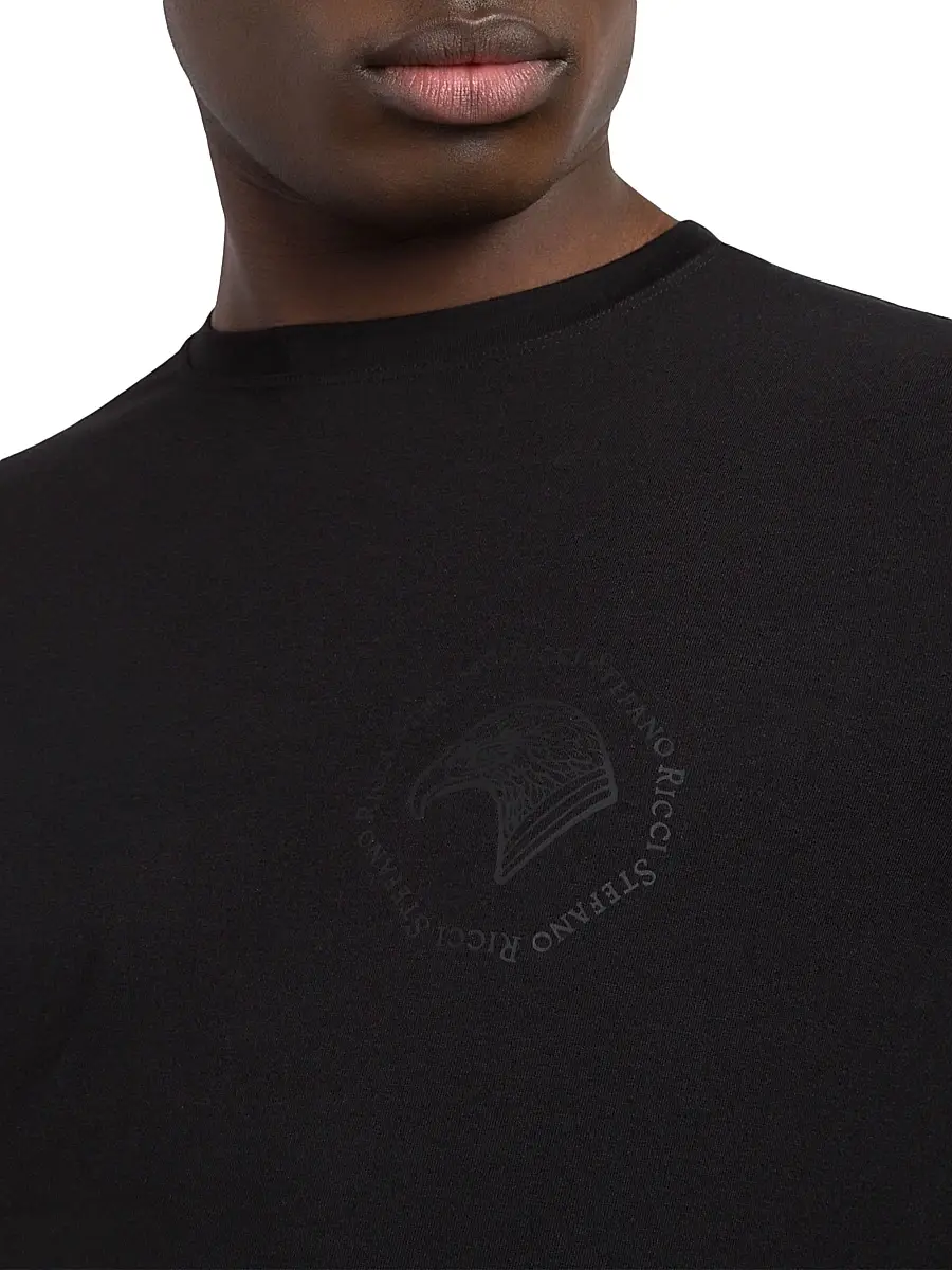 Stefano Ricci Men's Crewneck T-Shirt - Black | Thumbnail 4 Stefano Ricci Men's Crewneck T-Shirt - Black | Thumbnail 4