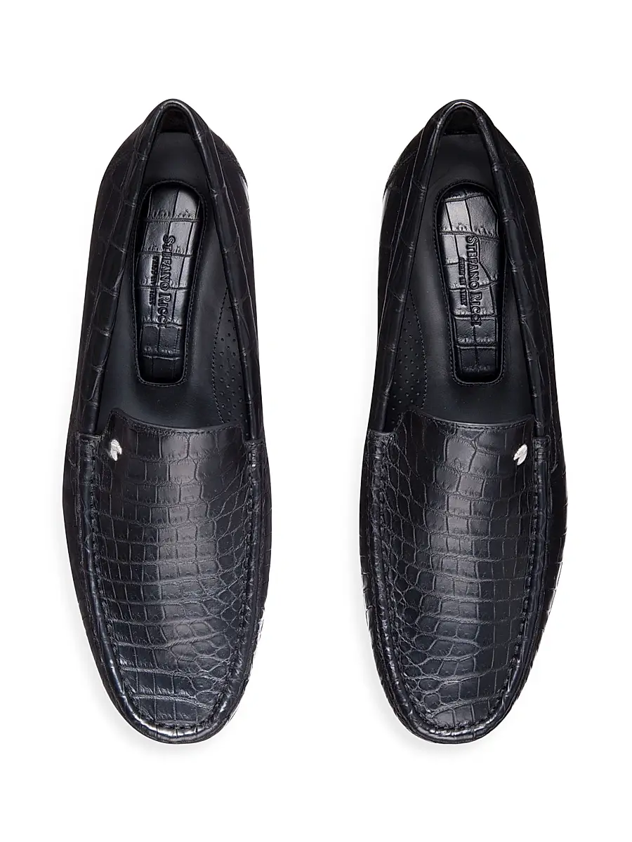 Stefano Ricci Men's Matted Crocodile Loafers | Thumbnail 4