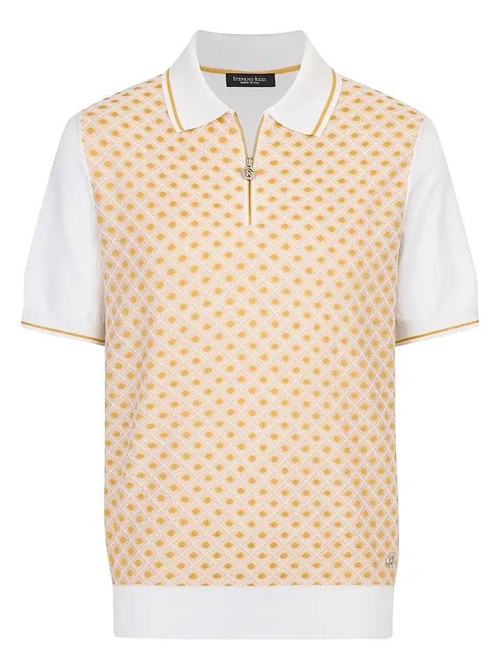 Men's Cotton Silk Zip Polo Shirt
