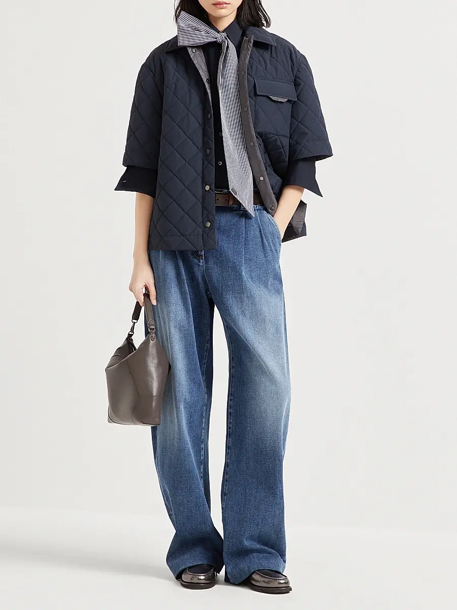 Brunello Cucinelli Women's Comfort Cotton Denim Loose Curved Trousers | Thumbnail 5 Brunello Cucinelli Women's Comfort Cotton Denim Loose Curved Trousers | Thumbnail 5