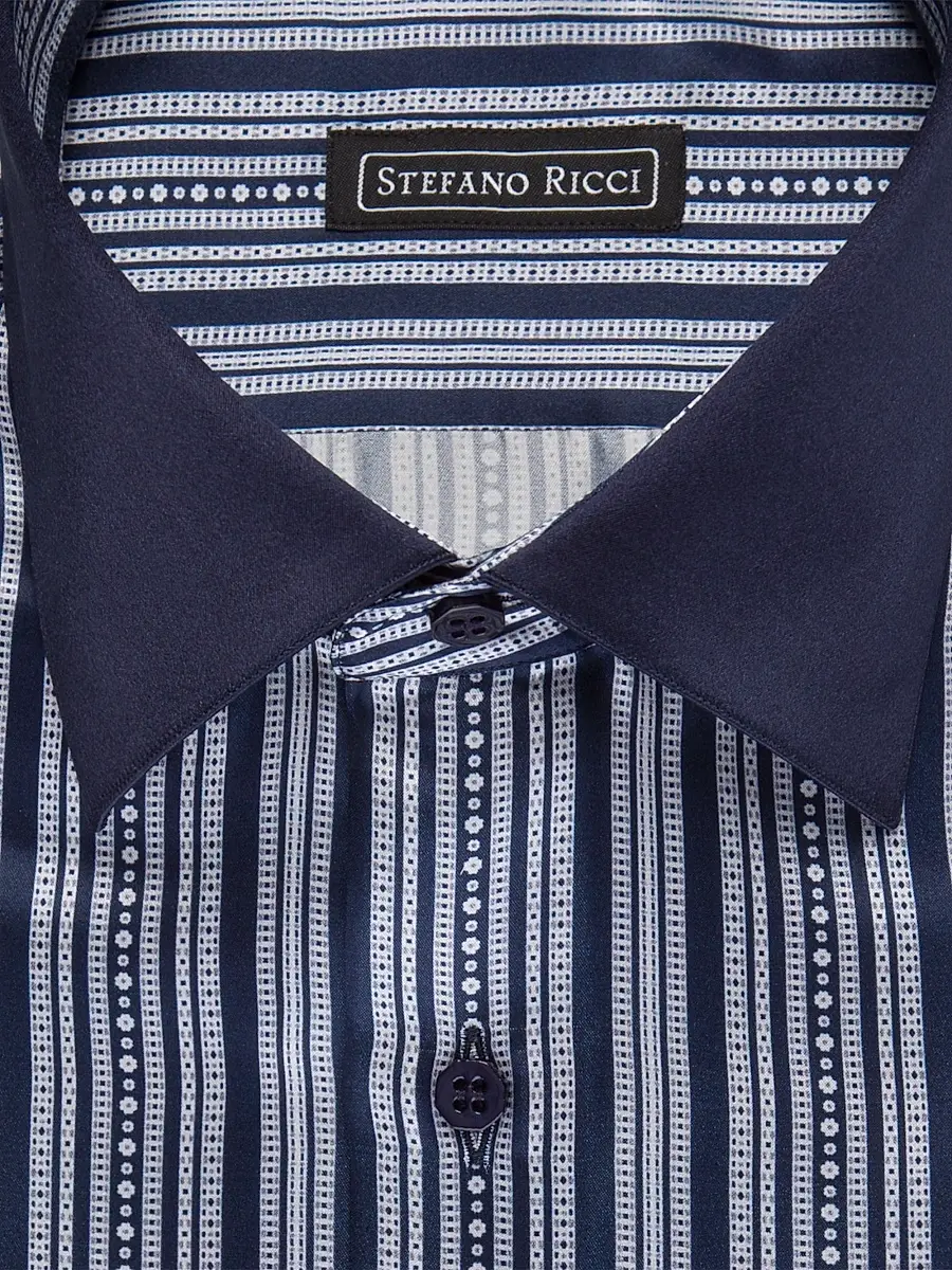 Stefano Ricci Men's Handmade Silk Dress Shirt | Thumbnail 2 Stefano Ricci Men's Handmade Silk Dress Shirt | Thumbnail 2