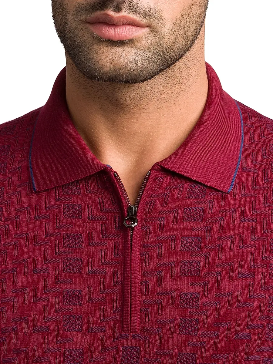 Stefano Ricci Men's Luxury Wool Polo Sweater | Thumbnail 4 Stefano Ricci Men's Luxury Wool Polo Sweater | Thumbnail 4