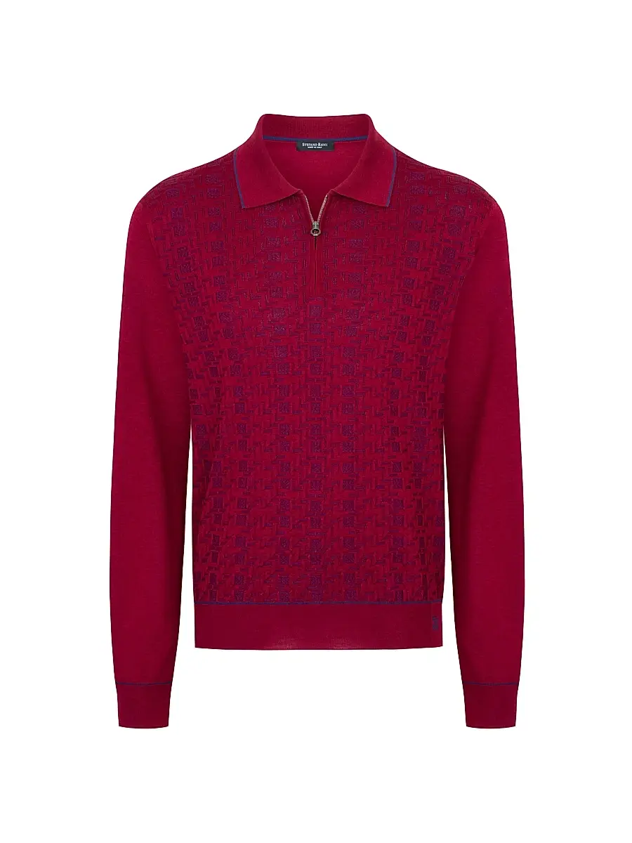 Stefano Ricci Men's Luxury Wool Polo Sweater | Image 1 Stefano Ricci Men's Luxury Wool Polo Sweater | Image 1