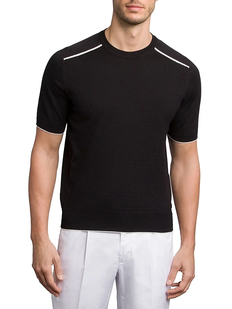 Stefano Ricci Men's Silk and Cotton Knit Crewneck Sweater | Thumbnail 2 Stefano Ricci Men's Silk and Cotton Knit Crewneck Sweater | Thumbnail 2