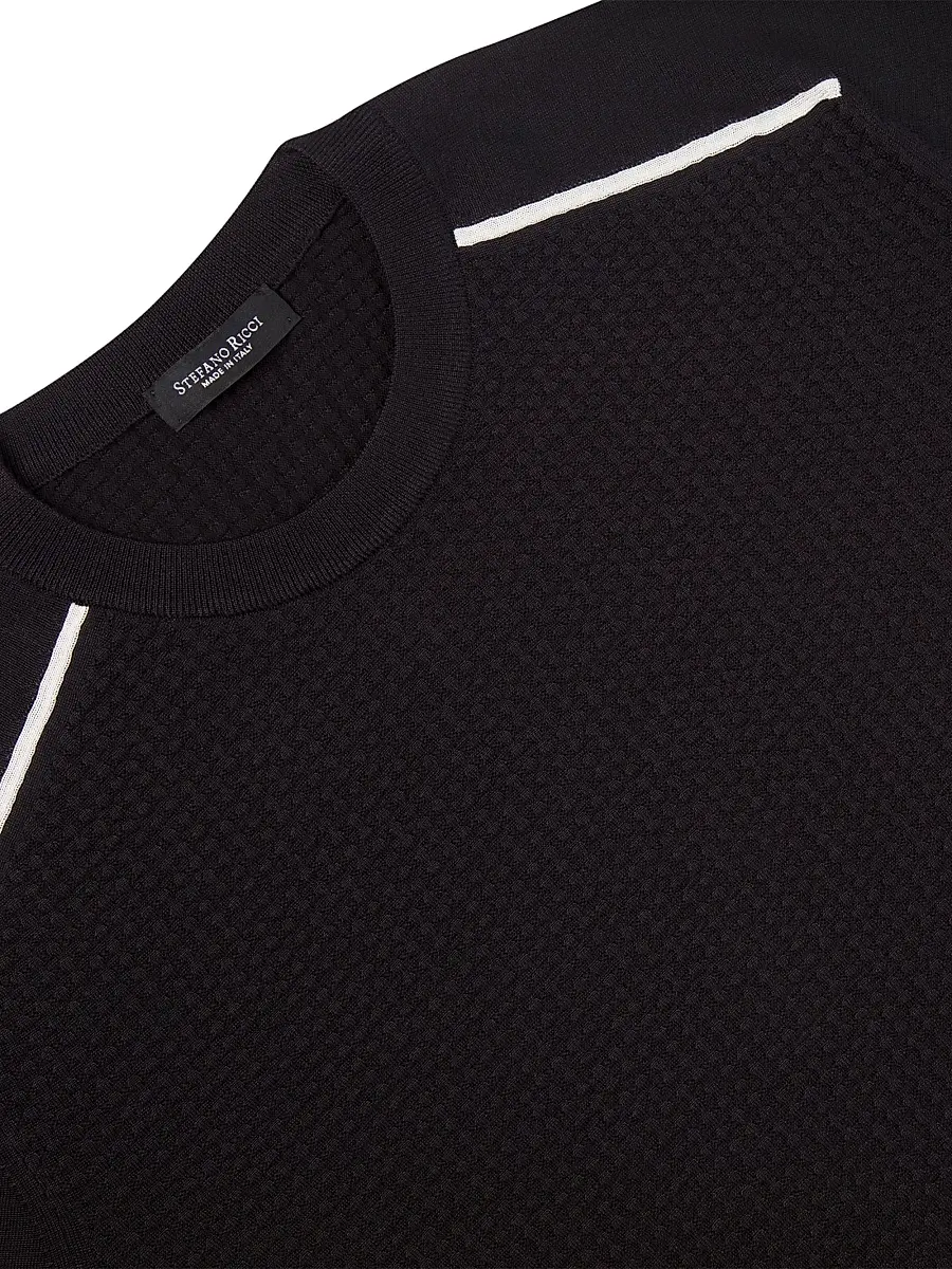 Stefano Ricci Men's Silk and Cotton Knit Crewneck Sweater | Thumbnail 6 Stefano Ricci Men's Silk and Cotton Knit Crewneck Sweater | Thumbnail 6