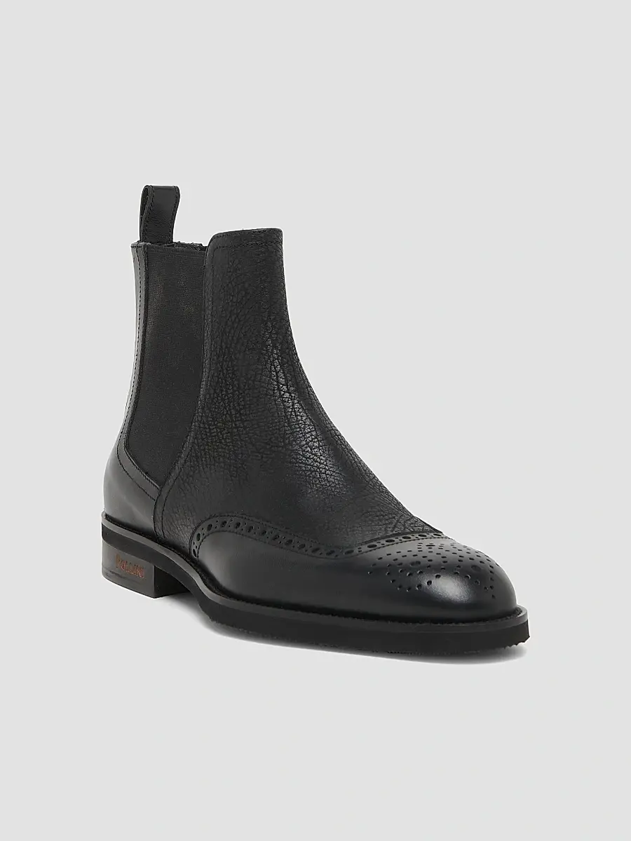 Pollini Men's Perforated Leather Ankle Boots | Thumbnail 2