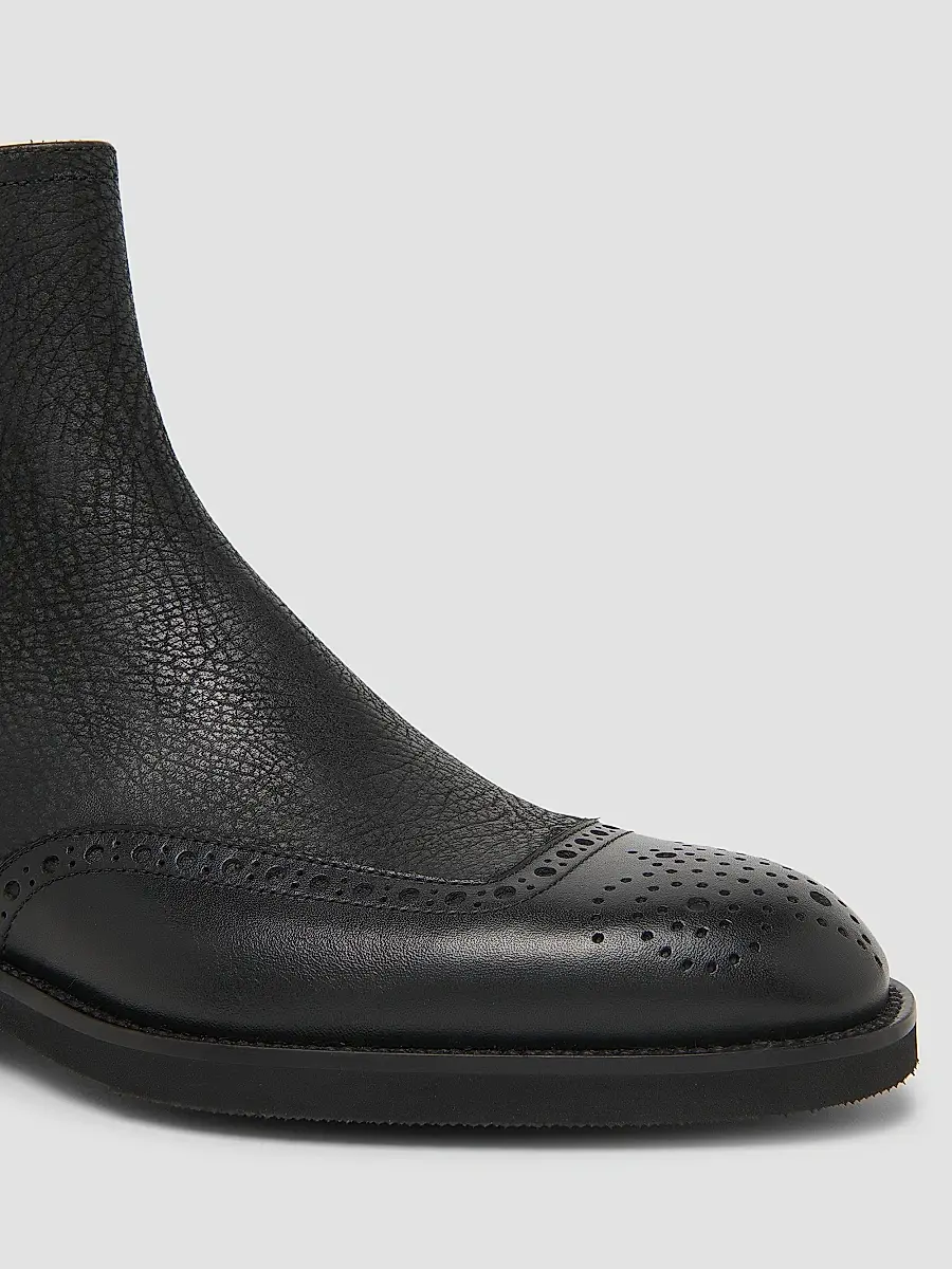 Pollini Men's Perforated Leather Ankle Boots | Thumbnail 6