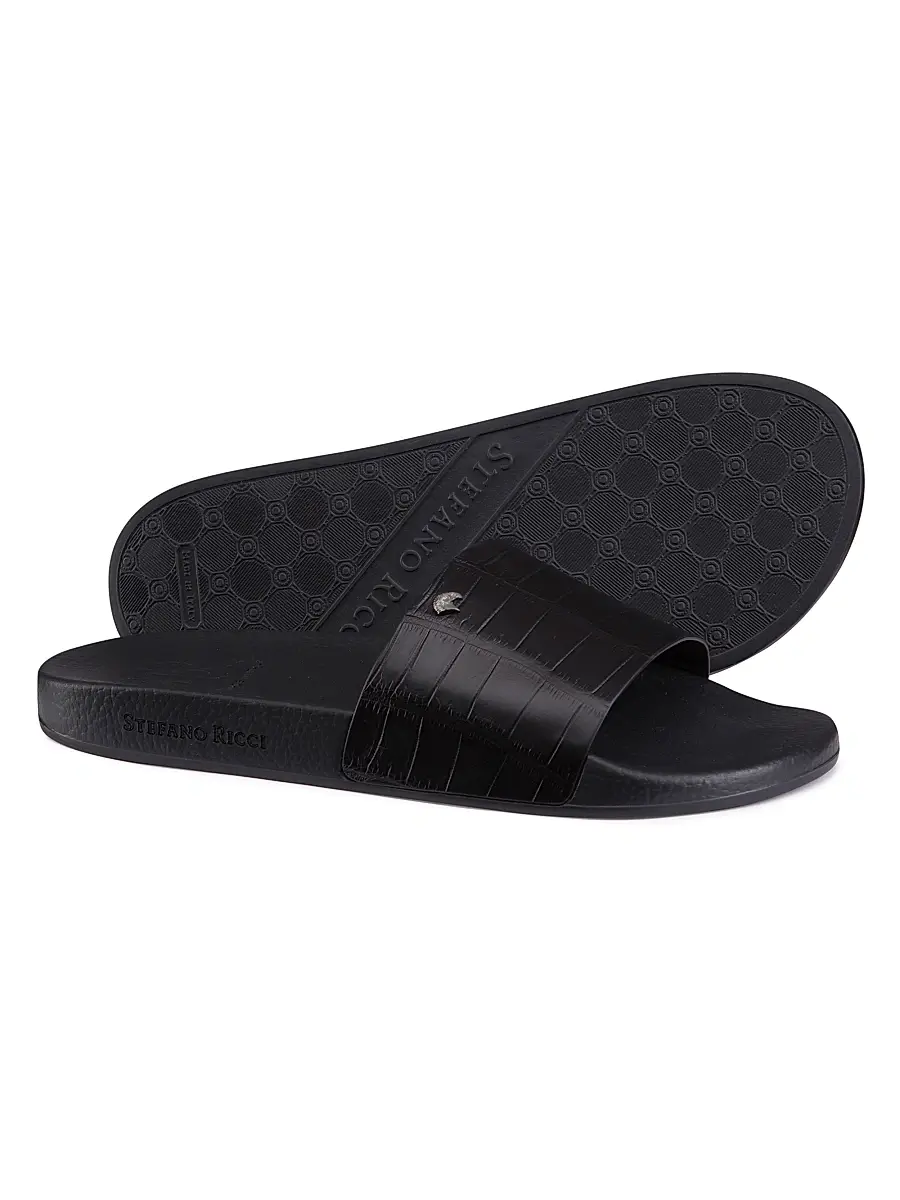Stefano Ricci Men's Matted Crocodile Leather Slides | Thumbnail 3 Stefano Ricci Men's Matted Crocodile Leather Slides | Thumbnail 3