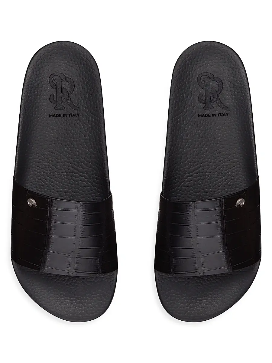 Stefano Ricci Men's Matted Crocodile Leather Slides | Thumbnail 4 Stefano Ricci Men's Matted Crocodile Leather Slides | Thumbnail 4