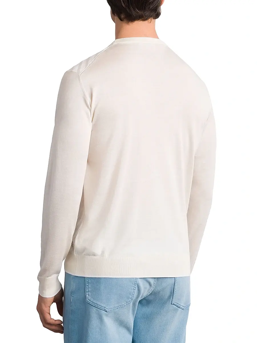 Stefano Ricci Men's Cotton and Silk Jacquard Knit Sweater | Thumbnail 3 Stefano Ricci Men's Cotton and Silk Jacquard Knit Sweater | Thumbnail 3