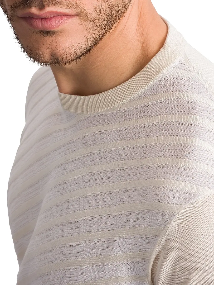 Stefano Ricci Men's Cotton and Silk Jacquard Knit Sweater | Thumbnail 4 Stefano Ricci Men's Cotton and Silk Jacquard Knit Sweater | Thumbnail 4